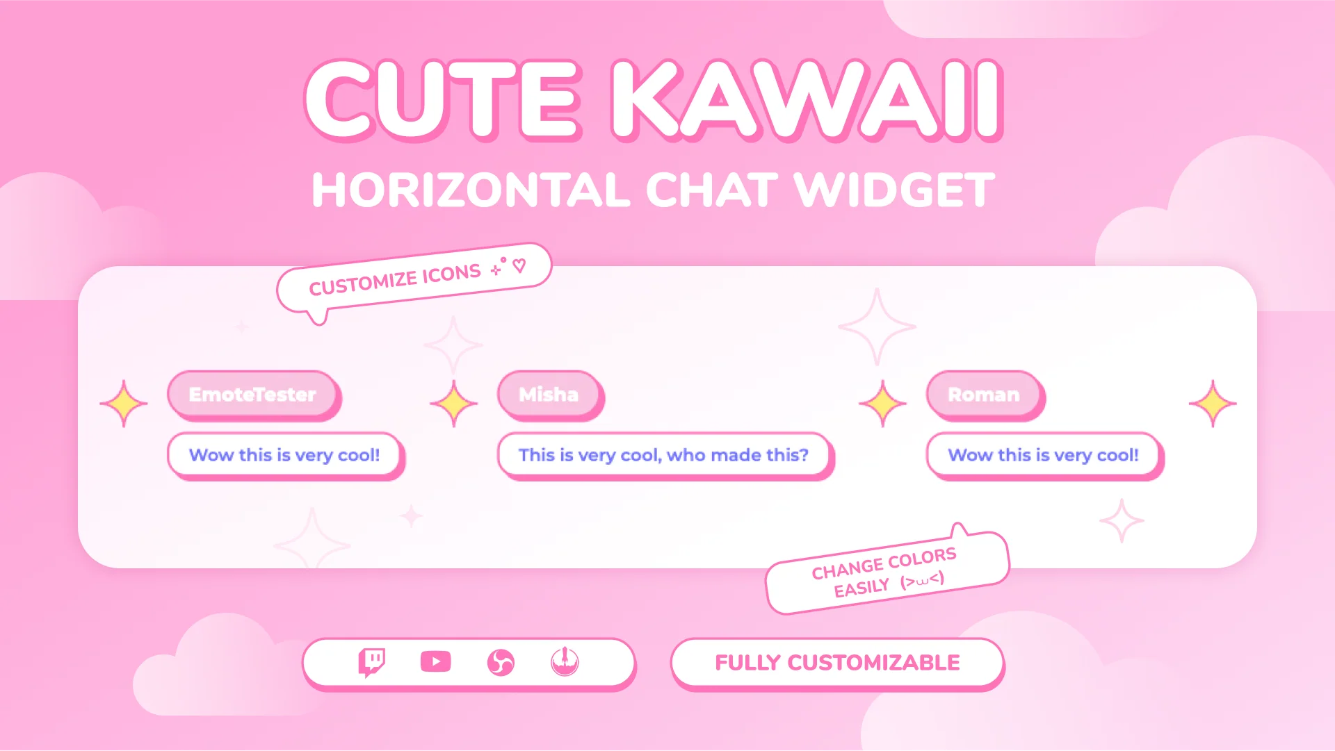 Horizontal Cute Kawaii Chat Widget